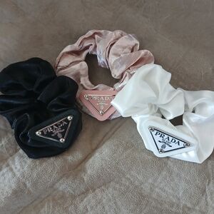 Prada Women's Hair Scrunchies Set - Black, Pink, White